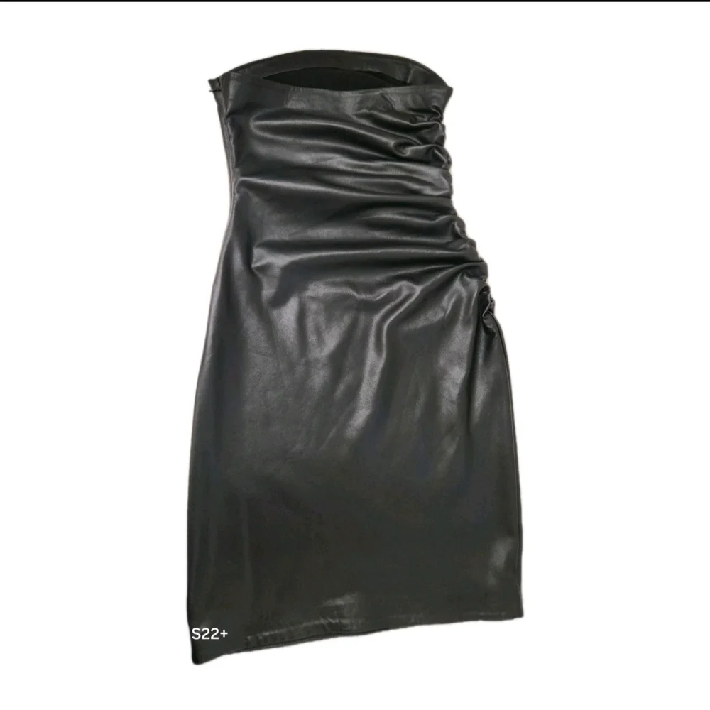 susana monaco faux leather dress Black Strapless Mini Size M. # B12 20off
